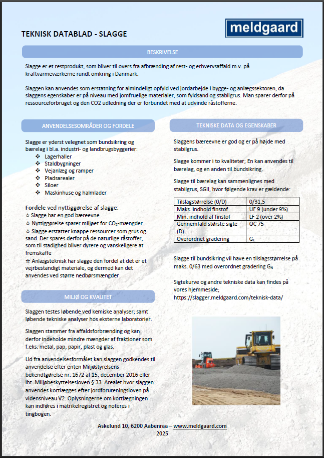 Slagge datablad åbner i ny fane